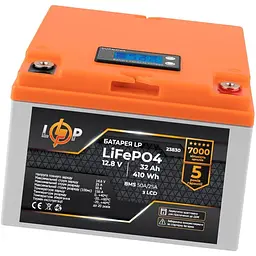 Акумулятор LogicPower LiFePO4 LCD 12V [12.8V/32Ah/410Wh] [BMS 50А/25A] [23830] [109586] - мініатюра 3