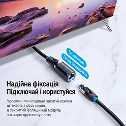 Мережевий з’єднувач Keystone для подовження кабелю Vention Ethernet-муфта гнізда RJ45 мама-мама Cat.7 FTP для встановлення в настінну панель або патч-панель чорний (IPWB0) - мініатюра 5