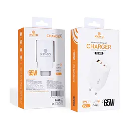 Зарядное устройство для XoKo 2xUSB-C PD65W + 1xUSB QC3.0 GaN white (XK-QC-630) - миниатюра 3
