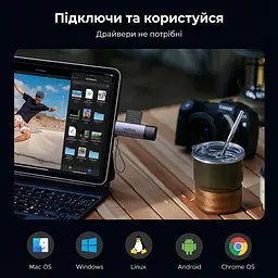 Зчитувач флеш-карт Ugreen USB-C + USB to TF/SD 3.0 CM185 gray (50706) - мініатюра 5