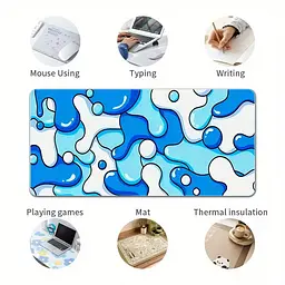 Килимок для миші та клавіатури "Blue Spots" 80×30 см, Чорний - мініатюра 3