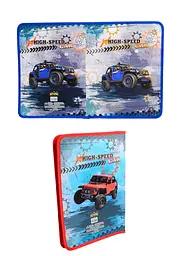Папка на блискавці Kidis, А4, пластикова із глітером, High Speed, позашляховики