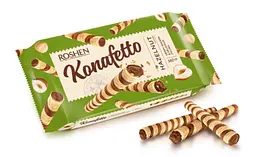 Упаковка трубочок Roshen Konafetto з горіховою начинкою 140 г х 15 шт