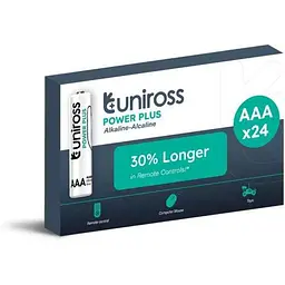 Батарейка лужна UNIROSS LR03/AAA 24шт Power Plus Alkaline AAA 1.5V - BX (в уп)