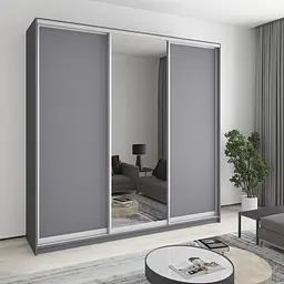 Шафа-купе тридверна MebelStar Уні AL 2ДСП/Дзеркало 240x45x240 см Антрацит (MBS-1938)