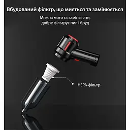 Пилосос автомобільний DK-03 HL-103B портативний акумуляторний потужний Black (16314) - мініатюра 4