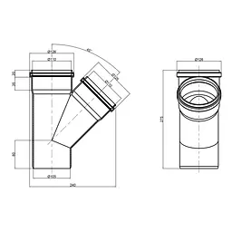 Трійник PPR каналізаційний TA Sewage 110, 45° TASTRPP45110 - мініатюра 2