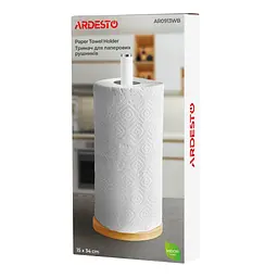 Тримач паперових рушників ARDESTO Midori 15х34см, метал, бамбук, білий (AR0913WB) - мініатюра 7