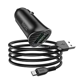Адаптер автомобільний HOCO Micro USB cable Farsighted dual port QC3.0 car charger set Z39 |2USB, QC3.0, 3A/18W| - мініатюра 2