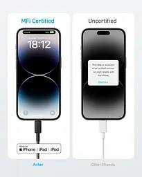 Кабель 322 USB-C to Lightning - 1.8m Nylon Black Anker teh0022035 - мініатюра 4