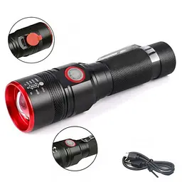 Ліхтар ручний акумуляторний BL з кліпсою та зумом 18650 BL-736A-T6