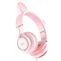 Навушники накладні Hoco W36 Cat Ear з вушками Jack 3.5 рожевий - мініатюра 3