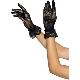 Рукавички Leg Avenue Floral lace wristlength gloves Black - мініатюра 3