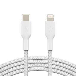 Кабель Belkin USB-C > Lightning заряджання/синхронізації 2м, 30Вт, Type-C, плетений, білий teh0013729 - мініатюра 2