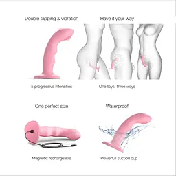 Насадка для страпону Strap-On-Me Tapping Dildo Wave - Coral Pink - мініатюра 3
