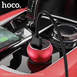Адаптер автомобільний HOCO Resolute car charger Z38 1USB/1Type-C, QC/PD, 3A, 38W - мініатюра 4