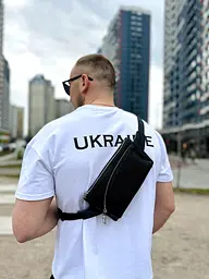 Сумка бананка чоловіча шкіряна поясна крос-боді чорна 54928 - мініатюра 10