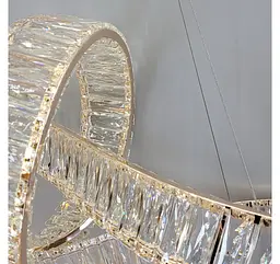 Золота дизайнерська кришталева LED люстра Artlight 549-800GD довжиною 80 см, 113W, 3 режими та пульт. - мініатюра 7