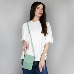 Сумка для телефону жіноча замшева Virginia Conti 03804 зелений чай - мініатюра 4