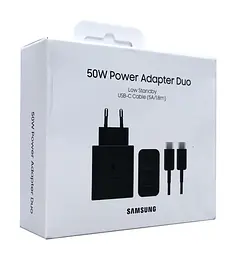 Зарядний пристрій PD Samsung 50 W 2 USB-C+(кабель Type-C -1,8 м) ORIGINAL Чорний - мініатюра 2