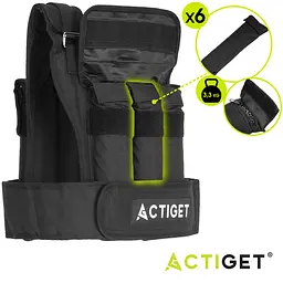 Жилет-обважнювач для тренувань Actiget 20 кг зі змінною вагою ACT0124 Black - мініатюра 7
