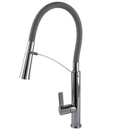 Змішувач для кухні TOPAZ MODERNO TMD-8817-H23-GR з гофро-гусаком і лійкою душ - мініатюра 2