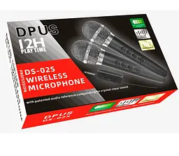 Микрофоны для караоке DPUS DS-02S DOUBLE WIRELESS KARAOKE + echo effect + vol+ battery - мініатюра 3