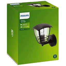 Вуличний настінний світильник Philips Creek wall lantern black 1x60W ІР44 без лампи чорний (915002789502) - мініатюра 2