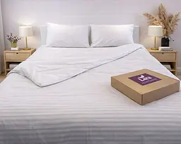 Постільна білизна LARA сатин-страйп LUX light gray d13177р полуторна