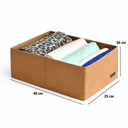 Кофр ORGANIZE для вертикального зберігання одягу з розділом 40*25*16 см (беж) - мініатюра 4