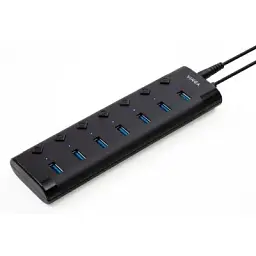 Концентратор Vinga USB3.0 to 7*USB3.0 1m cable with Switch and Power Adapter (VHA3A7B)