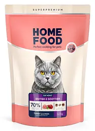 Корм для котів британської породи Home Food з індичкою та качкою 1,6кг