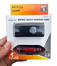 Вело набір фара із заднім габаритом мигалкою Bike HY025 велосипедний акумуляторний ліхтар на велосипед 5SMD - мініатюра 7