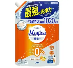 Японський засіб для миття посуду Lion Charmy Magica з ферментами (поповнення), аромат апельсина 1020 мл
