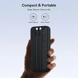 Повербанк Baseus 20000 mAh 22.5W з вбудованими кабелями Type-C та Lightning з LED-дисплеєм і швидкою зарядкою PD/QC - мініатюра 7