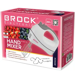 Міксер BROCK HM 4002 WH ручний 300Вт| 5 швидк.| турбо режим| білий - мініатюра 2