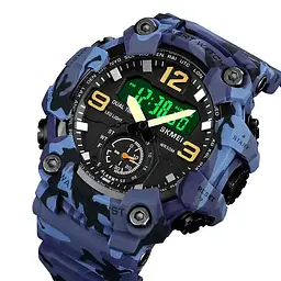 Наручний годинник чоловічий Skmei 1965 Blue Camo small size, 1965CMBU (12347) - мініатюра 2