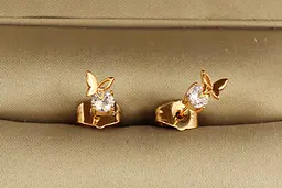 Сережки гвоздики Xuping Jewelry камінчик 4 мм з метеликом золотисті - мініатюра 2