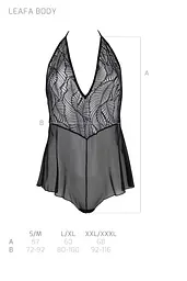Боді Passion LEAFA BODY black, L/XL, на зав'язках, м'яка чашка, низ у вигляді шортиків - мініатюра 5