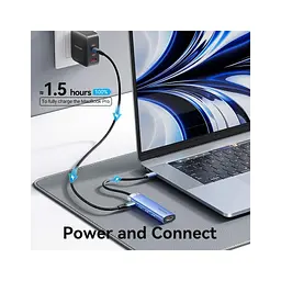 Концентратор Vention USB 3.1 Type-C to HDMI/USB 3.0x3/PD 100W Blue Aluminum Alloy Hub 5-in-1 (TGESB) - мініатюра 7