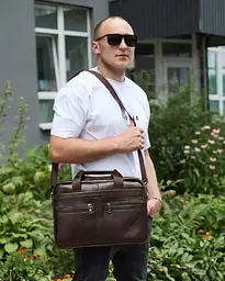 Портфель чоловічий шкіряний коричневий для документів 1123455 - мініатюра 9