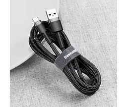 Кабель Baseus Cafule Cable USB for Type-C 3A 1 м Gray/Black (CATKLF-BG1) - мініатюра 7