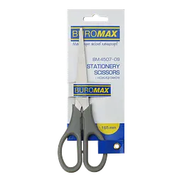 Ножиці офісні BM.4507-09 BUROMAX, 165 мм сірі, на блістері (4823078928627)