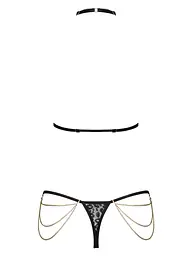 Комплект із ланцюжками Obsessive Pantheria 2-pcs set black L/XL, бюстгальтер, трусики - мініатюра 4