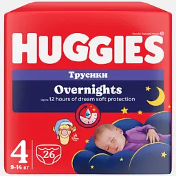Підгузки Huggies Overnights Pants Трусики 4 9-14 кг 26 шт. (5029053581088) - мініатюра 2