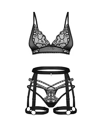 Комплект еротичної білизни Obsessive Blomentis XL/2XL чорний - мініатюра 6