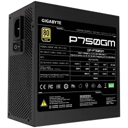 Блок живлення Gigabyte 750 Вт P750GM, Black, модульний, 120 мм (HYB), Active PFC, 80 Plus Gold, MB: 20+4 pin, CPU: 4+4 pin, VGA: 4 x 6+2 pin, 3xMolex / 1xFDD / 8xSATA, Захист: OVP/OPP/SCP/UVP/OCP/OTP (GP-P750GM) - мініатюра 3