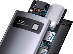 USB-хаб Baseus Metal Gleam Series 4-in-1 Gray (WKWG070113) [110336] - мініатюра 6