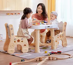 Дитячий функціональний столик і два стільчики Poppet Класик, сірий (PP-001C) - мініатюра 6