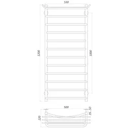 Рушникосушарка UNIO Zp W 1200-500-12 Зета з полицею (21425) - мініатюра 5